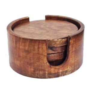 Posavasos de madera con soporte