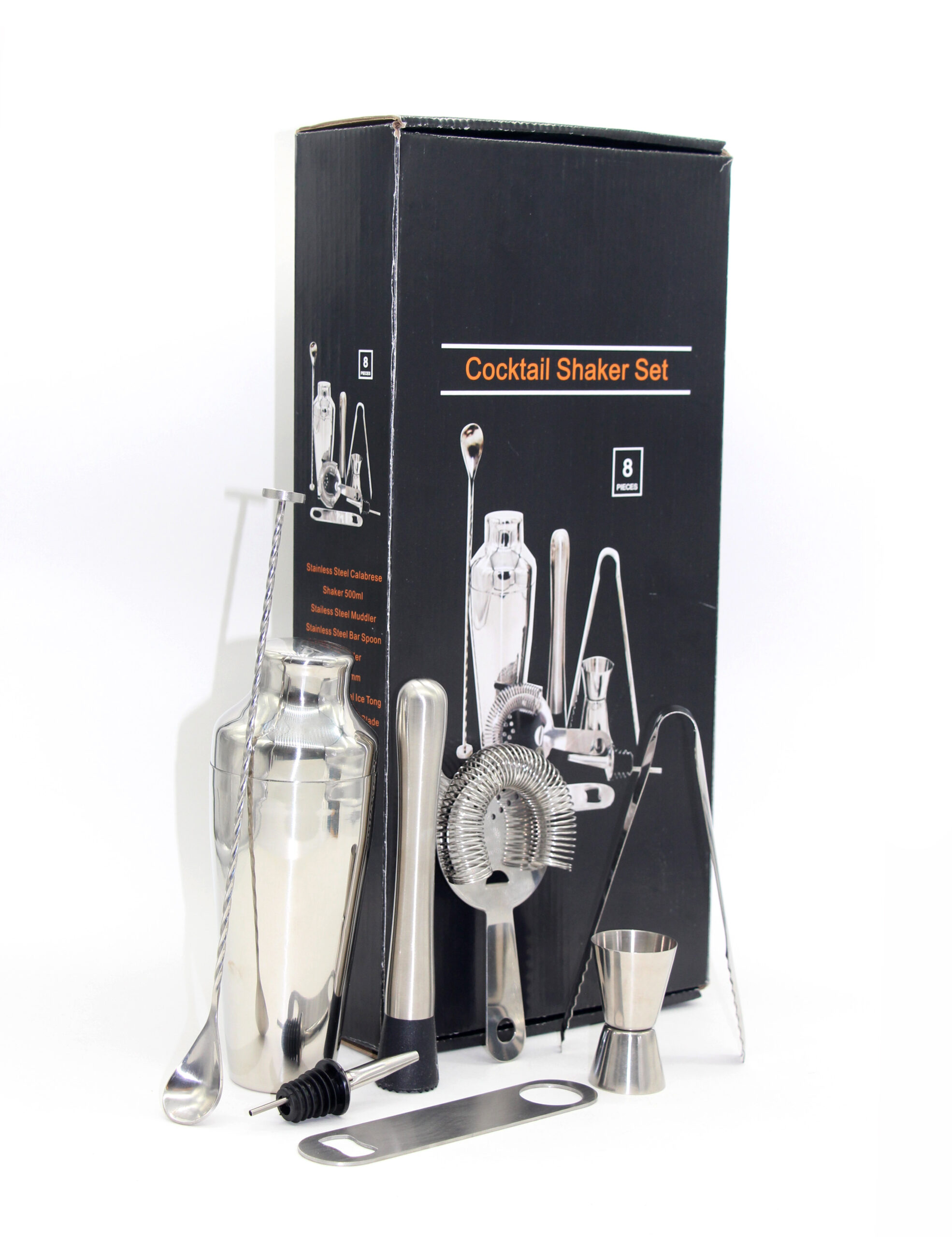 Juego de Coctelería de Acero Inoxidable – 8 Piezas